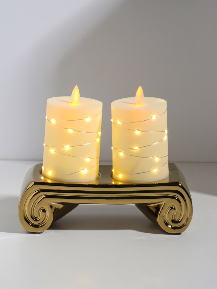 Подсвечник на 2 свечи «Греция», d=7.5 см, золото, 22.5×10×7 см