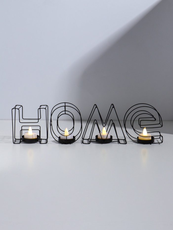 Подсвечник металлический на 4 свечи TAKE IT EASY, Home, 13.5×42 см, чёрный