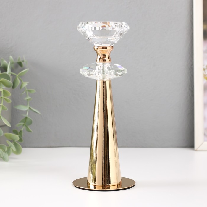 Подсвечник на 1 свечу «Альфия», под золото, d=4 см, 7.5×7.5×20 см