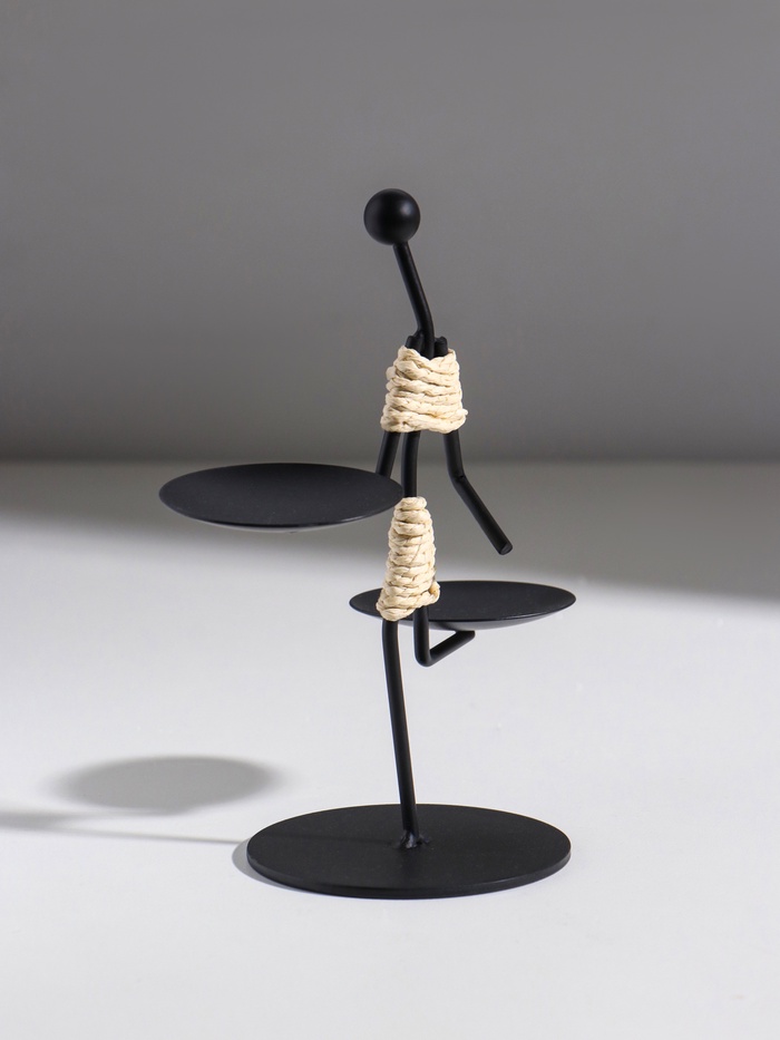 Подсвечник на 2 свечи «Абориген жонглёр», металл, d=6 см, 16×8×16 см