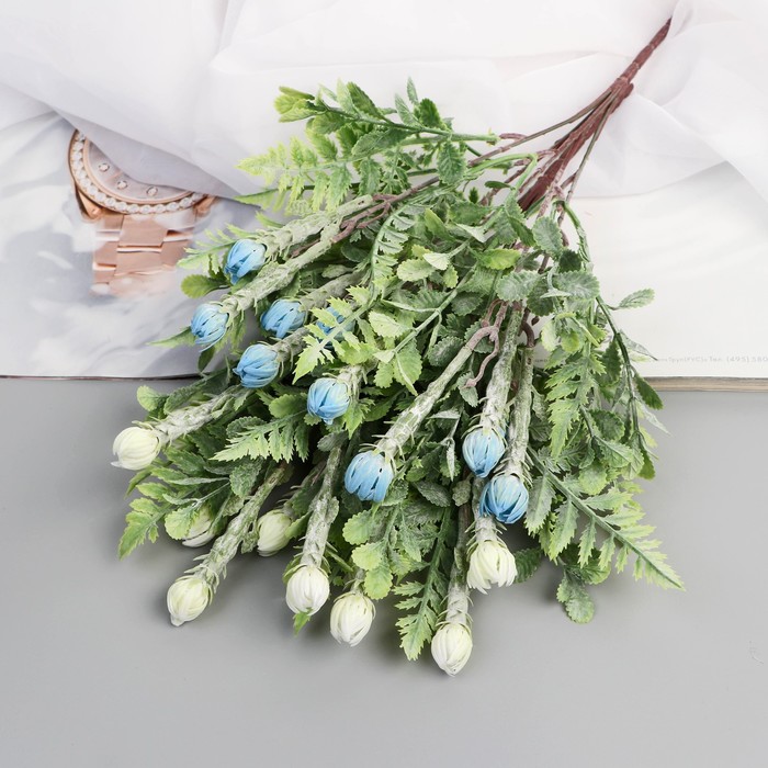 Букет искусственный «Ранункулюс мини с папоротником», 2×30 см, МИКС