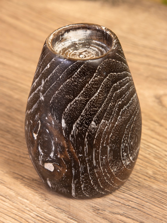 Подсвечник, d=4 см, 8×8×11 см, дерево джати, тёмно-коричневый