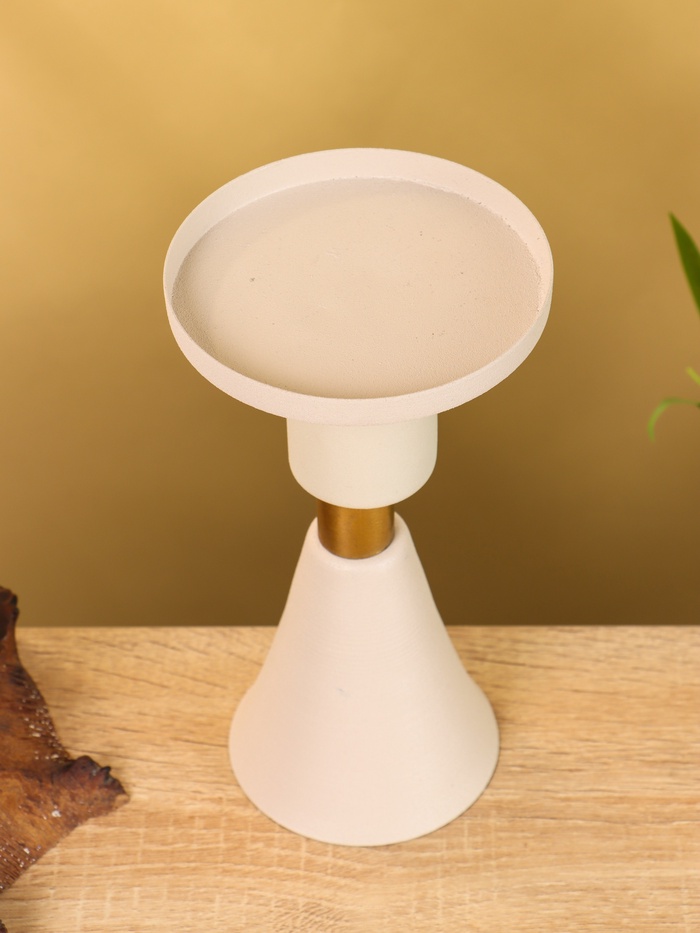 Подсвечник на 1 свечу текстурный «Бежевый», 10.5×10.5×19.5 см