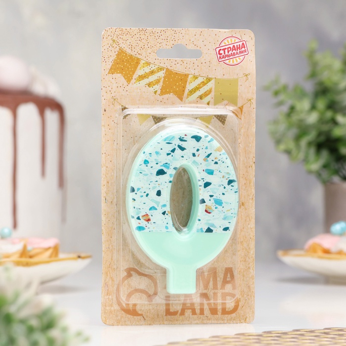 Свеча для торта «Мозаика», цифра 0, голубой