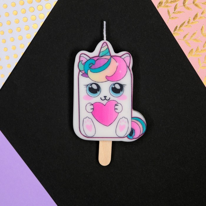 Свеча для торта «С Днём Рождения», котик, 4.3×7.3 см