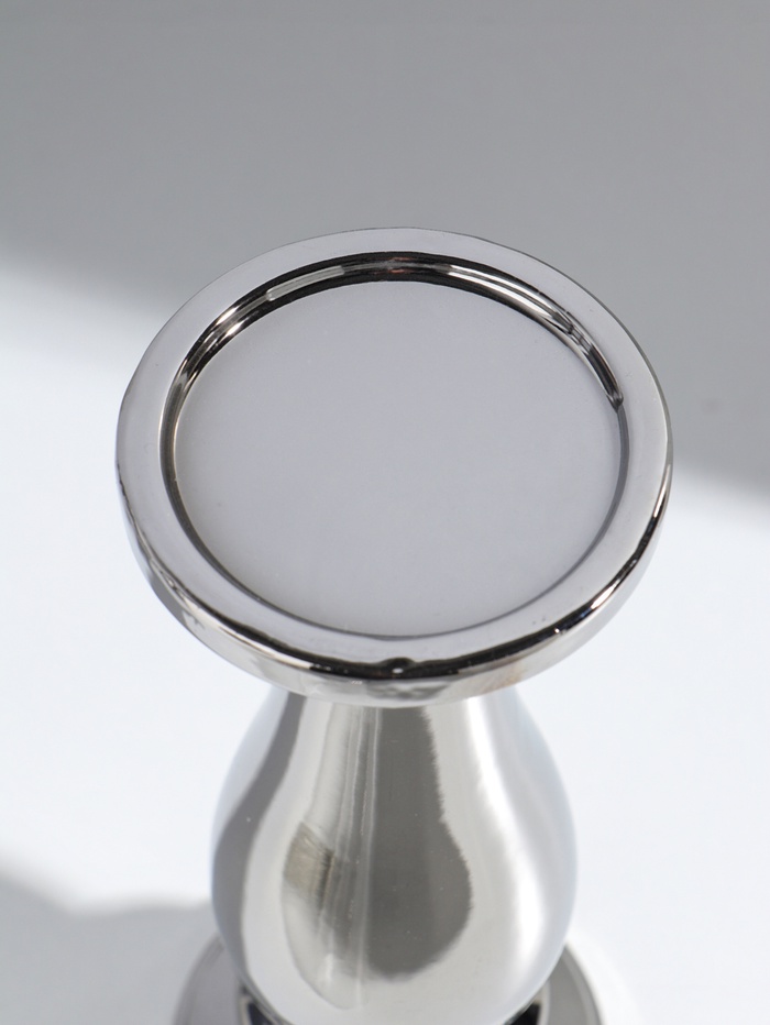 Подсвечник на 1 свечу «Аванти», керамика, стекло, d=8 см, серебро, 10×10×40.5 см