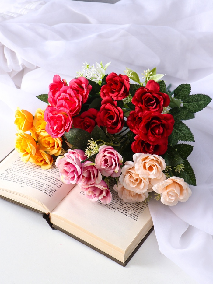 Букет искусственный «Леди роза галант», h=27 см, МИКС