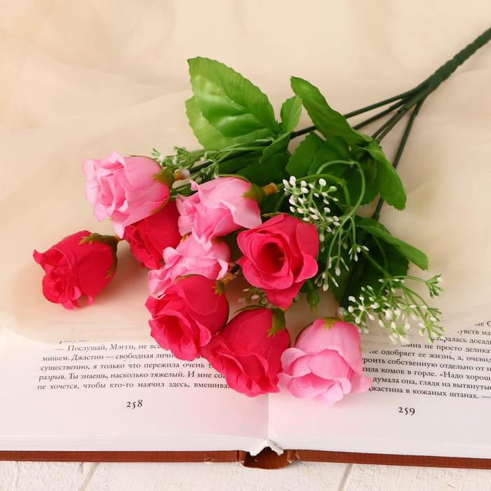 Букет искусственный «Розочки с белыми цветочками», h=30 см, d=3 см, МИКС