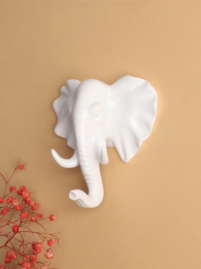 Декор настенный с вешалкой TAKE IT EASY «Слон», панно, 11×10.5 см, белый