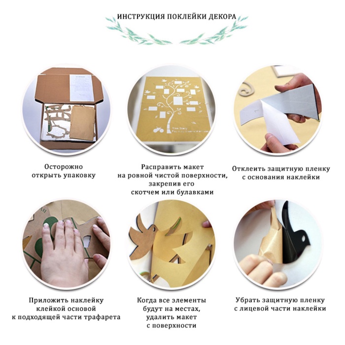 Наклейка интерьерная с фоторамками TAKE IT EASY «Розы», декор настенный, панно 50×50 см, рамка 11×8 см