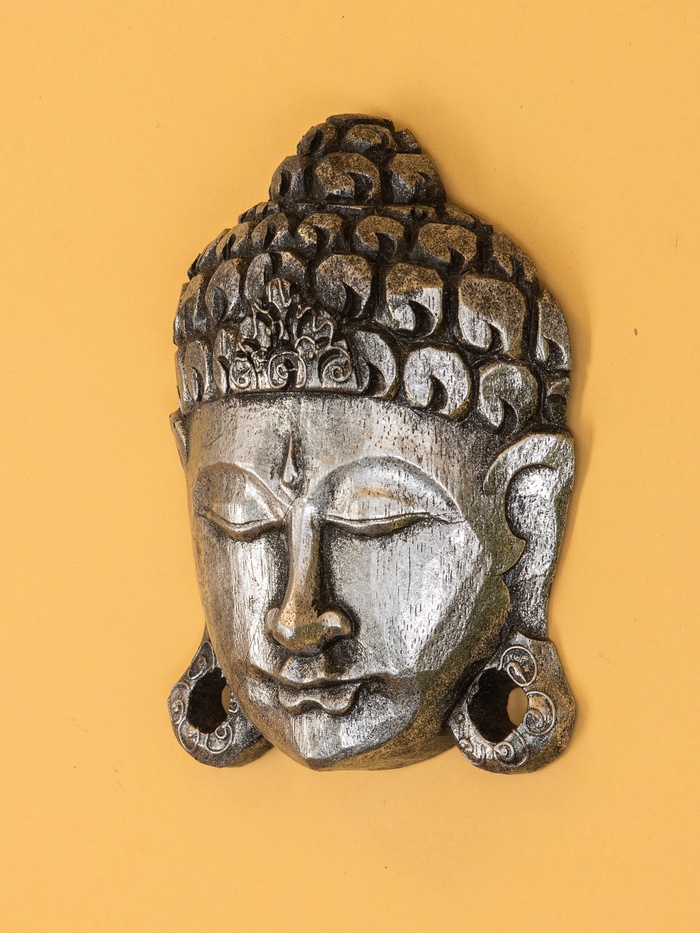 Сувенир интерьерный «Будда», 13×5×18 см, дерево, серебро