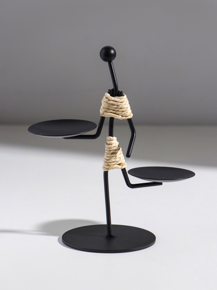 Подсвечник на 2 свечи «Абориген жонглёр», металл, d=6 см, 16×8×16 см