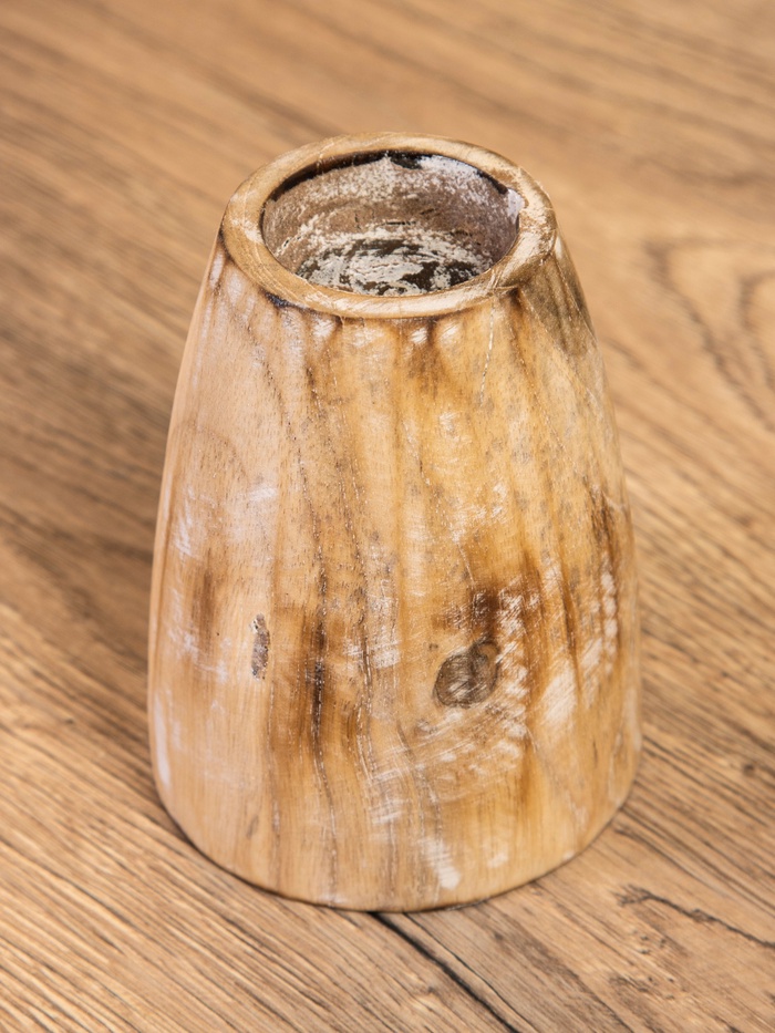 Подсвечник, d=4 см, 9×9×10 см, дерево джати, бежевый