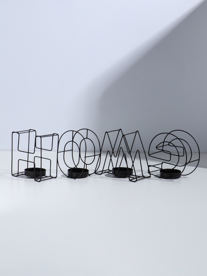 Подсвечник металлический на 4 свечи TAKE IT EASY, Home, 13.5×42 см, чёрный