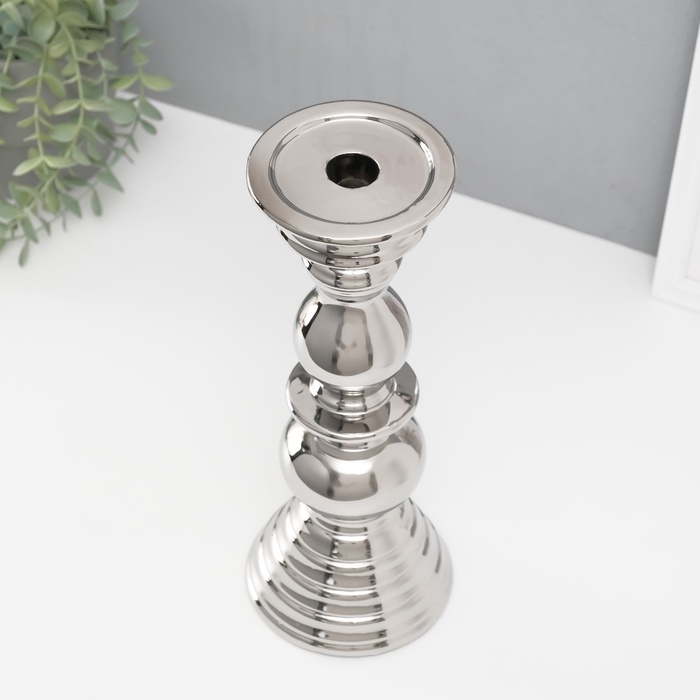 Подсвечник на 1 свечу «Элегант», d=1.5 см, серебро, 12×12×31.5 см