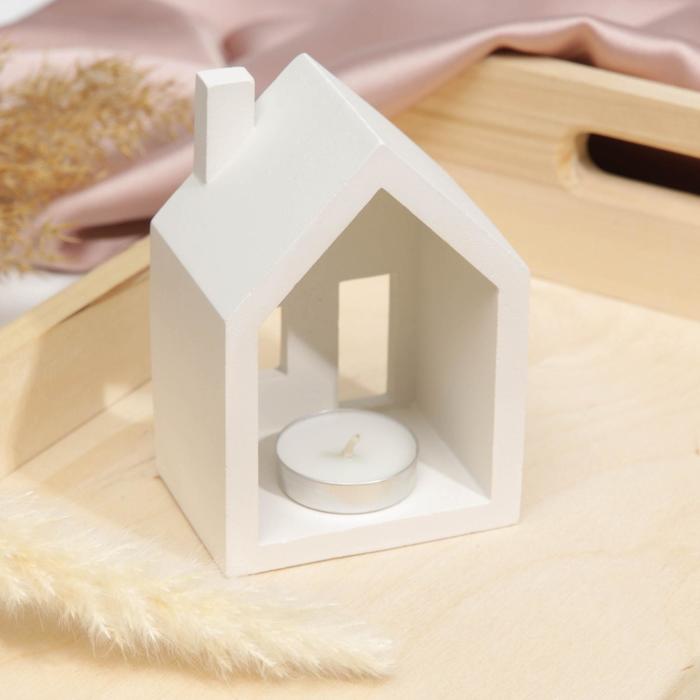 Подсвечник в виде домика «Белый»,7,5×11×5.5 см