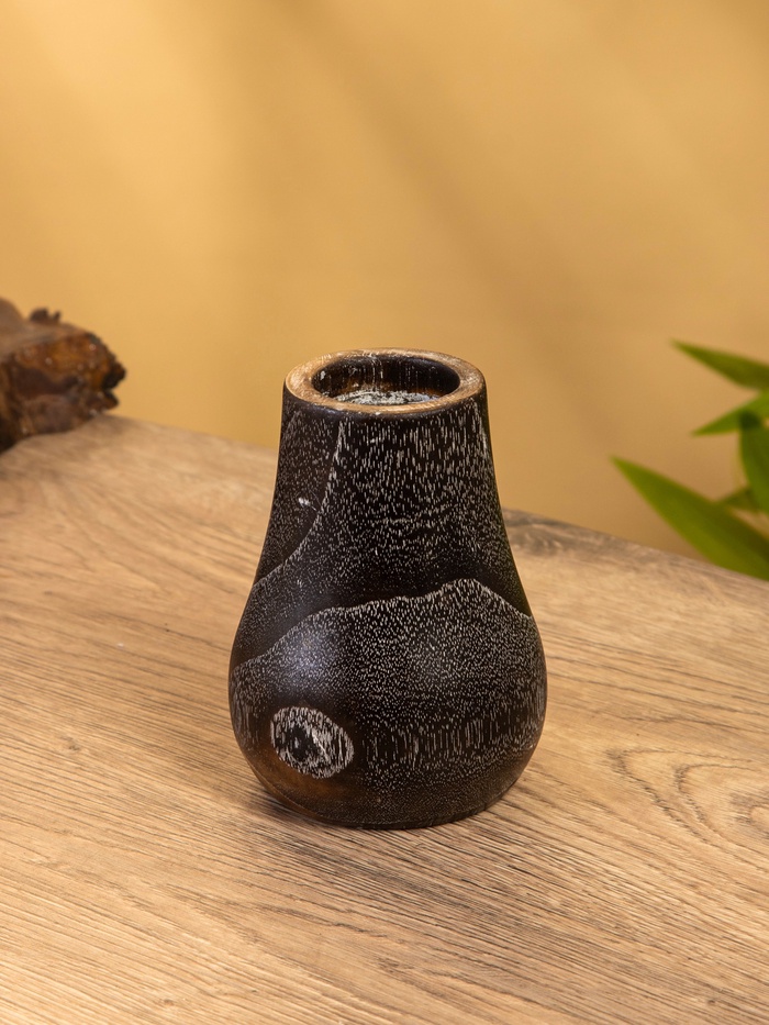 Подсвечник, d=4 см, 9×9×12 см, дерево джати, тёмно-коричневый