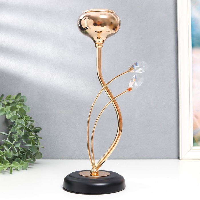 Подсвечник на 1 свечу «Паола», d=5 см, под золото, 11.5×11.5×32.5 см