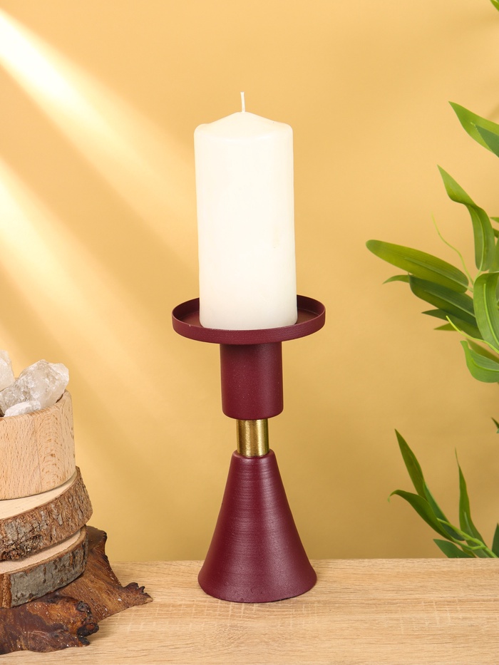 Подсвечник на 1 свечу текстурный «Баклажановый», 10.5×10.5×19.5 см
