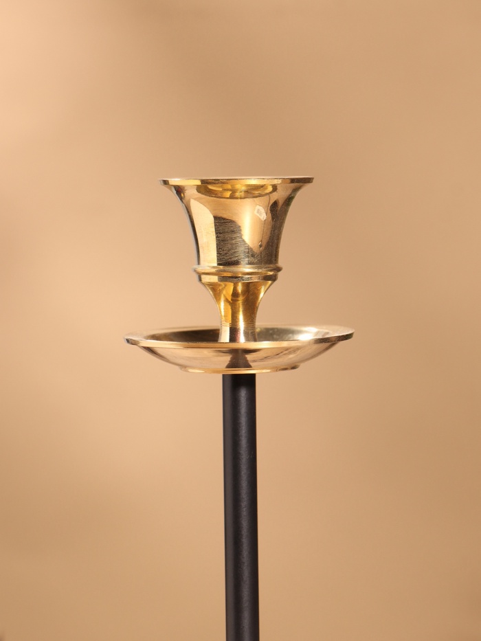 Подсвечник на 1 свечу «Да Винчи», латунь, чёрный с золотом, 7×7×18 см