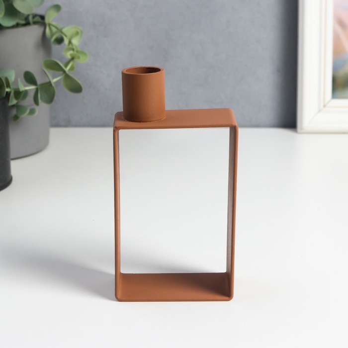 Металлический подсвечник на 1 свечу «Строгие линии», d=2 см, розовый, 13.5×4×7.2 см