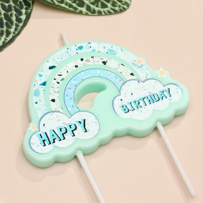 Свеча для торта «Воздушная радуга», голубая