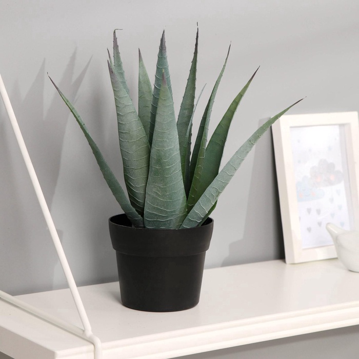 Искусственный цветок в горшке «Алоэ вера», 10×25 см