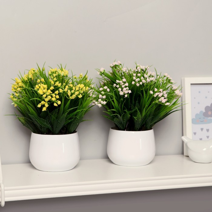 Искусственный цветок в горшке «Статица», 9×21 см, МИКС