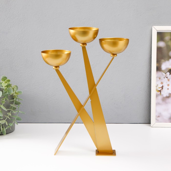 Металлический подсвечник на 3 свечи «Николь», d=8 см, 23×8×33.5 см