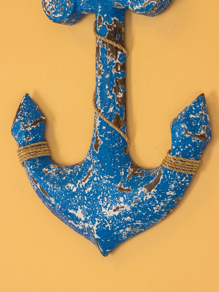 Декор интерьерный «Якорь», 23×2×40 см, дерево, ярко-синий