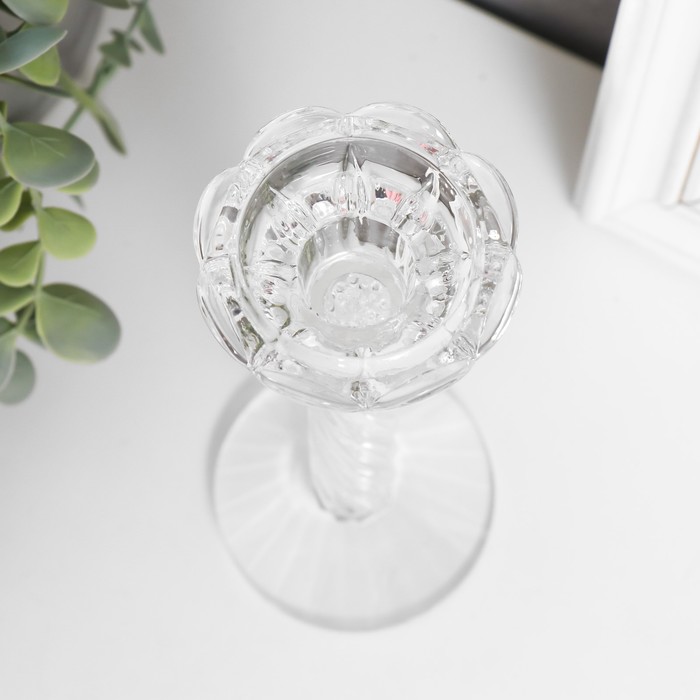 Стеклянный подсвечник на 1 свечу «Спираль», 18×7×7 см