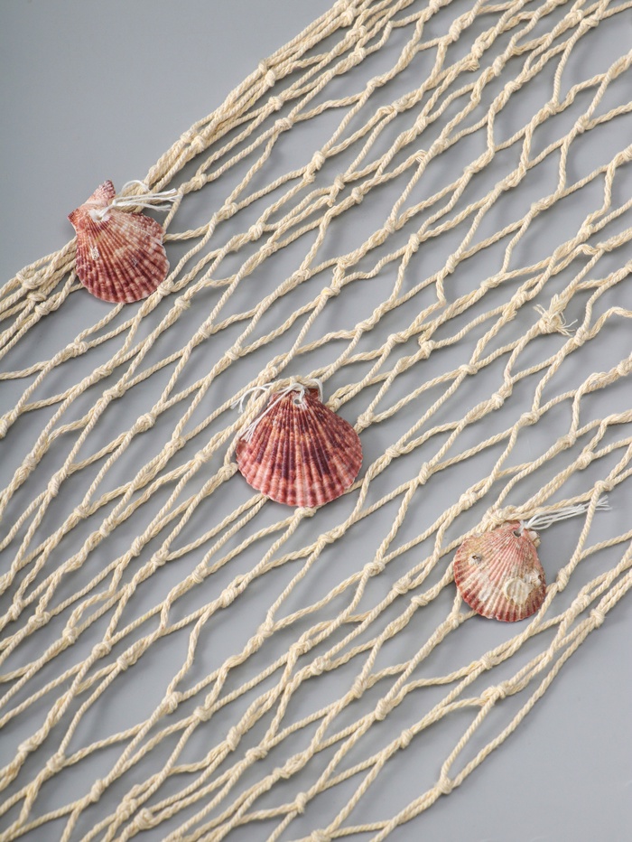 Декоративная сетка настенная с ракушками «Белая», 100×200 см,