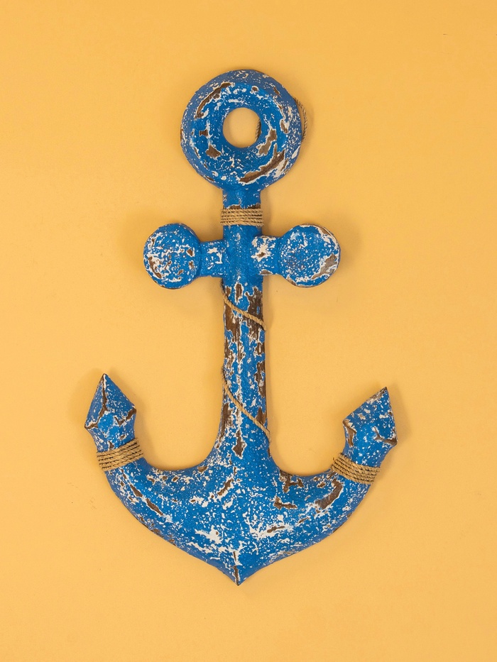 Декор интерьерный «Якорь», 23×2×40 см, дерево, ярко-синий