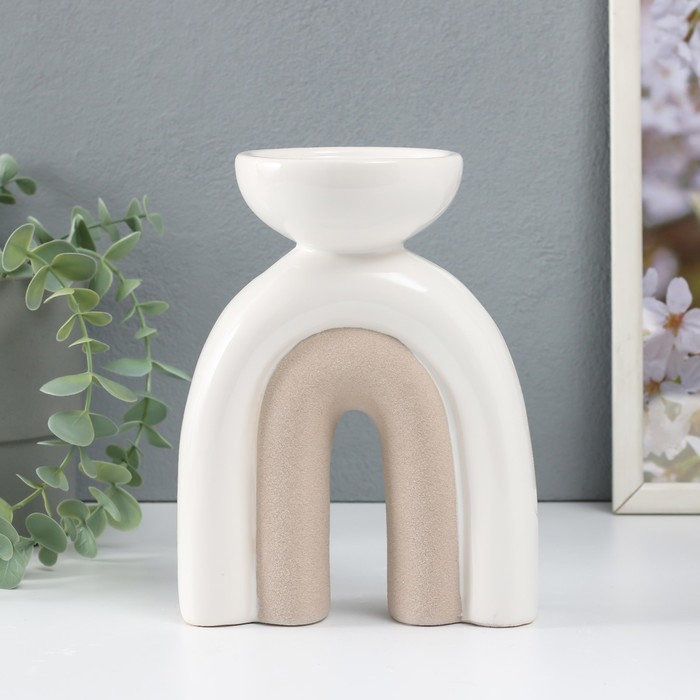 Подсвечник керамика на 1 свечу «Медуза», песочно-белый, 13.5×8.7×18 см