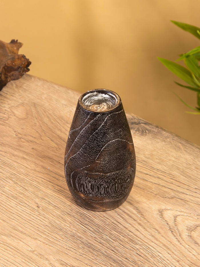 Подсвечник, d=4 см, 8×8×15 см, дерево джати, тёмно-коричневый