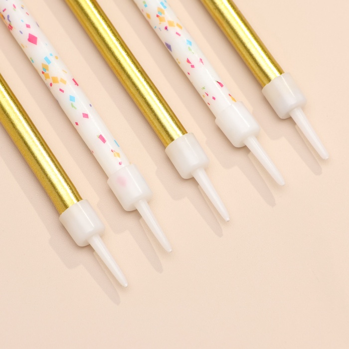 Свечи для торта «Конфетти», 12 шт., золотые и белые