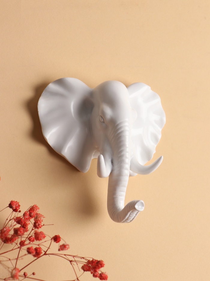 Декор настенный с вешалкой TAKE IT EASY «Слон», панно, 11×10.5 см, белый