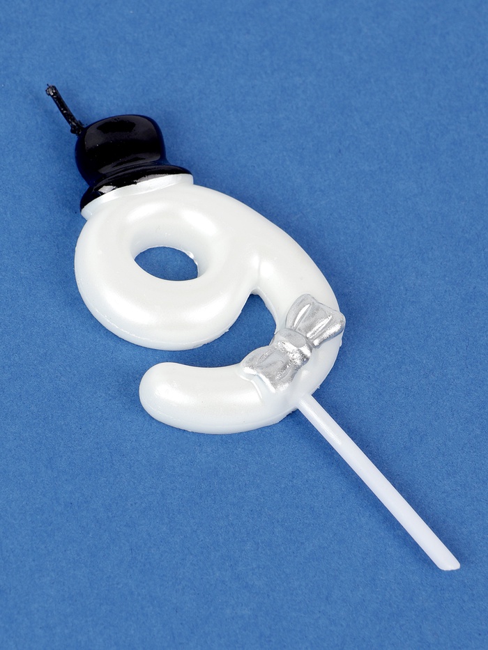 Свеча для торта «Джентельмен», цифра 9, белая