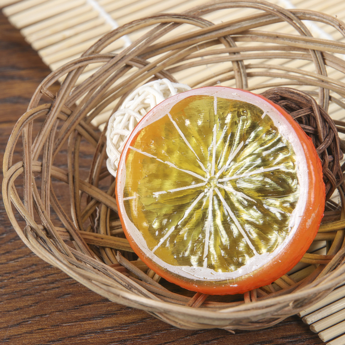 Муляж кусочек апельсин, d=5 см, (фасовка 10 шт., цена за 1 шт.)