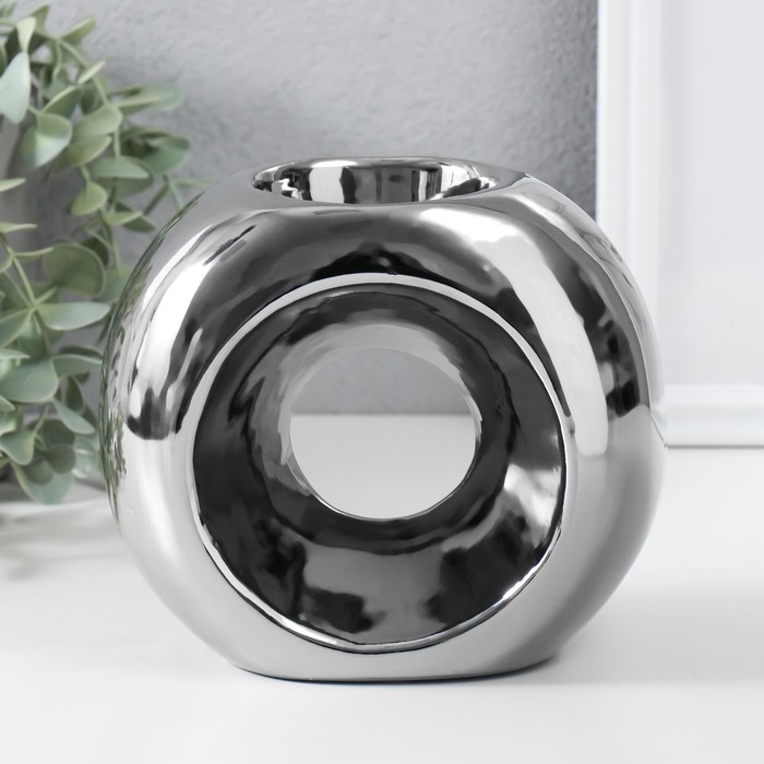 Подсвечник на 1 свечу «Кольцо», d=6 см, серебро, 16×8×14 см