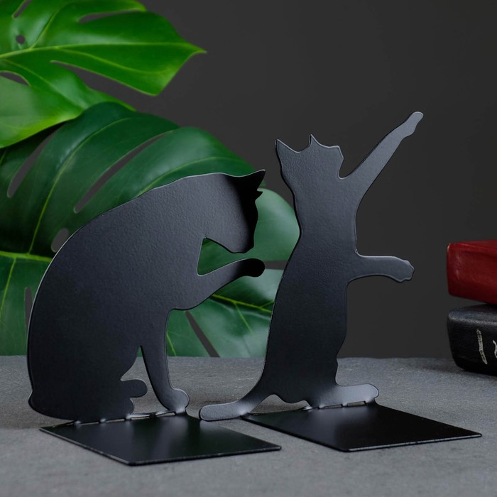 Держатель - подставка для книг «Кошки», набор 2 шт., 15×10×10 см, чёрный