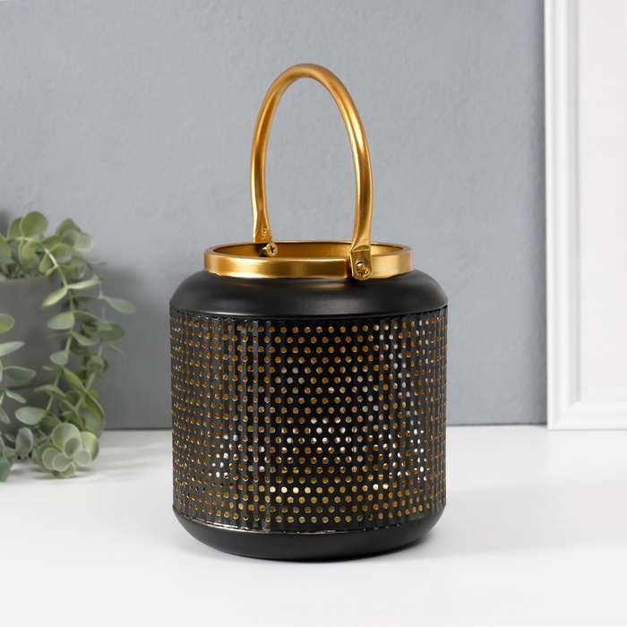 Металлический подсвечник-фонарь на 1 свечу «Зерно», d=5 см, 15×15×17.5 см