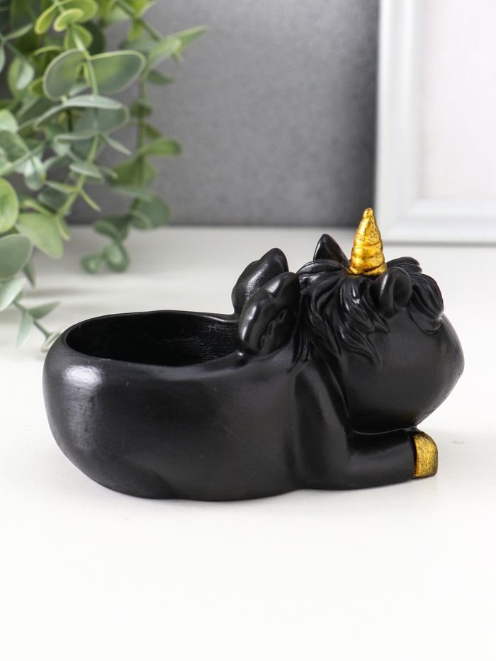 Подставка для мелочей «Единорог», 8×12×9 см, чёрная