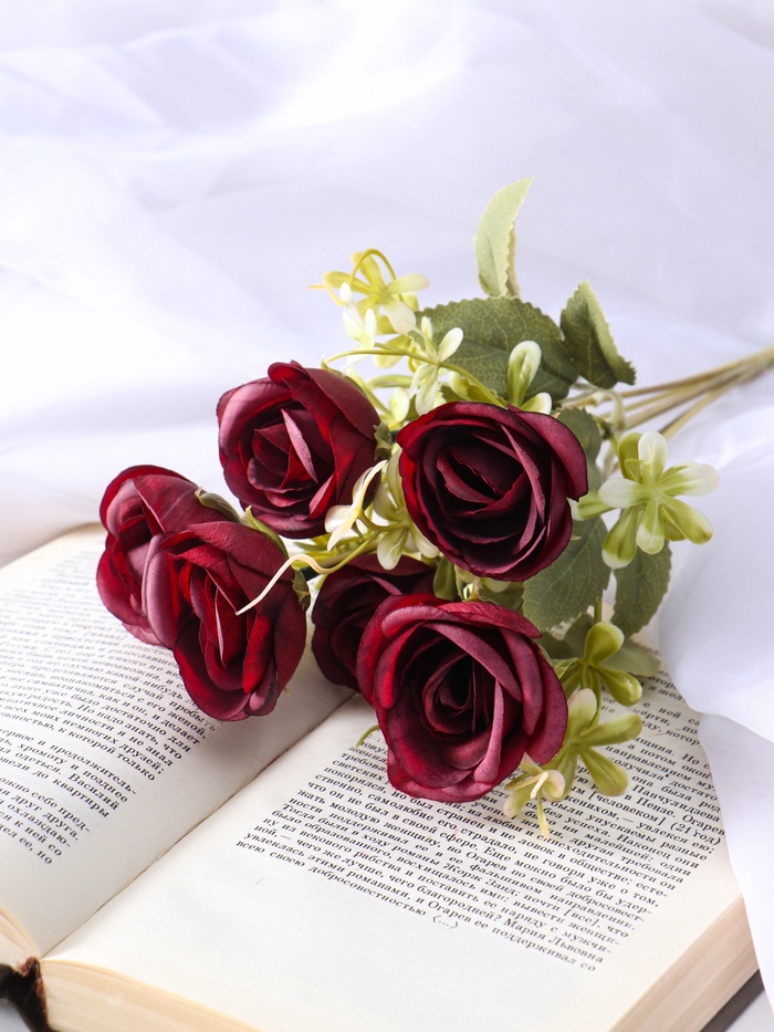 Букет искусственный «Роза бакарди галант», h=27 см, МИКС