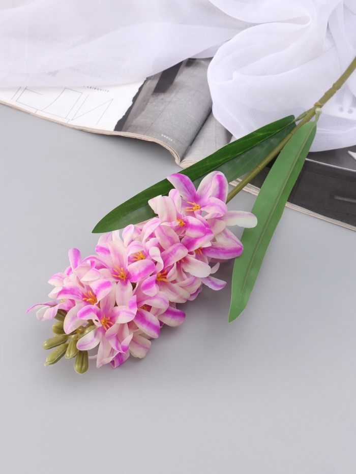 Цветы искусственные «Гиацинт галант», 66×5 см, бело-сиреневые