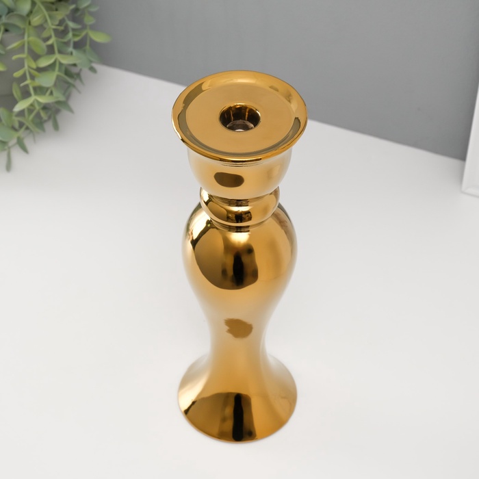 Подсвечник на 1 свечу «Вуаль», d=1.5 см, золото, 9.8×9.8×30.5 см