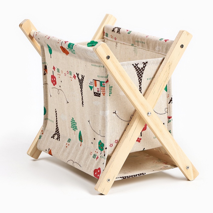 Газетница, подставка для книг и журналов «Париж», 26×16×23 см, бежевая