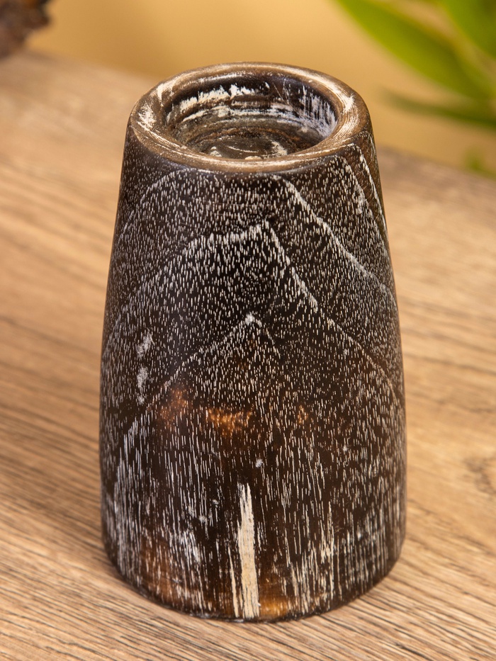 Подсвечник, d=4 см, 9×9×12 см, дерево джати, тёмно-коричневый