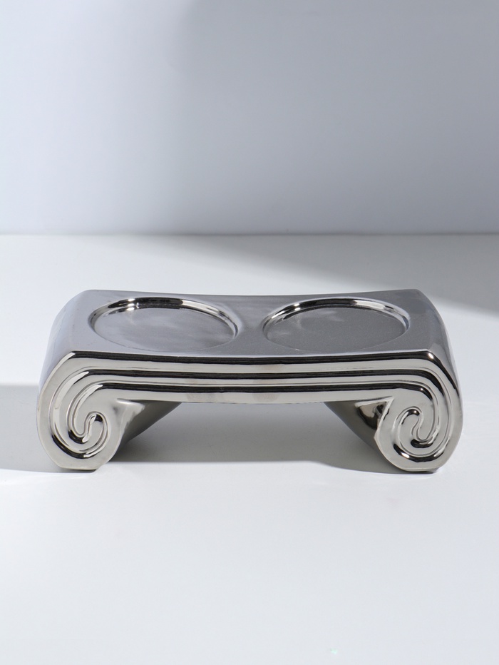 Подсвечник на 2 свечи «Греция», d=7.5 см, серебро, 22.5×10×7 см