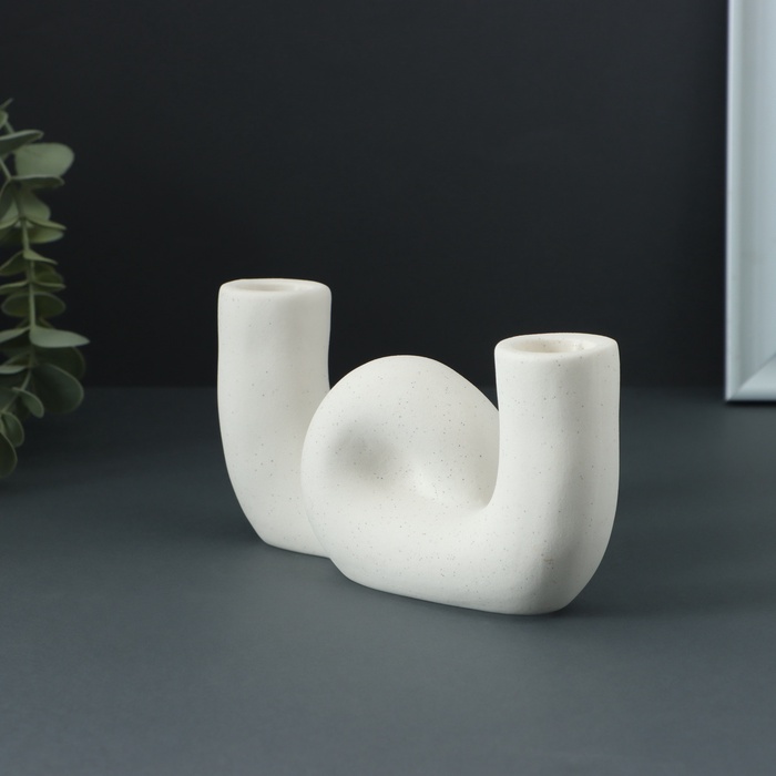 Подсвечник на 2 свечи TAKE IT EASY «Узел», белый, 17×3.5×8.5 см